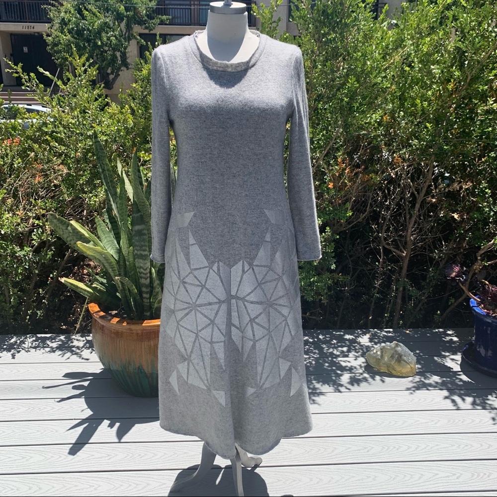 PINO PIZO Midi Dress Wool Lined Silver Appliqués
